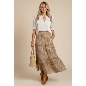 Antilia Femme White Swiss Dot Medium Crochet Lace Peasant Blouse Boho Tops